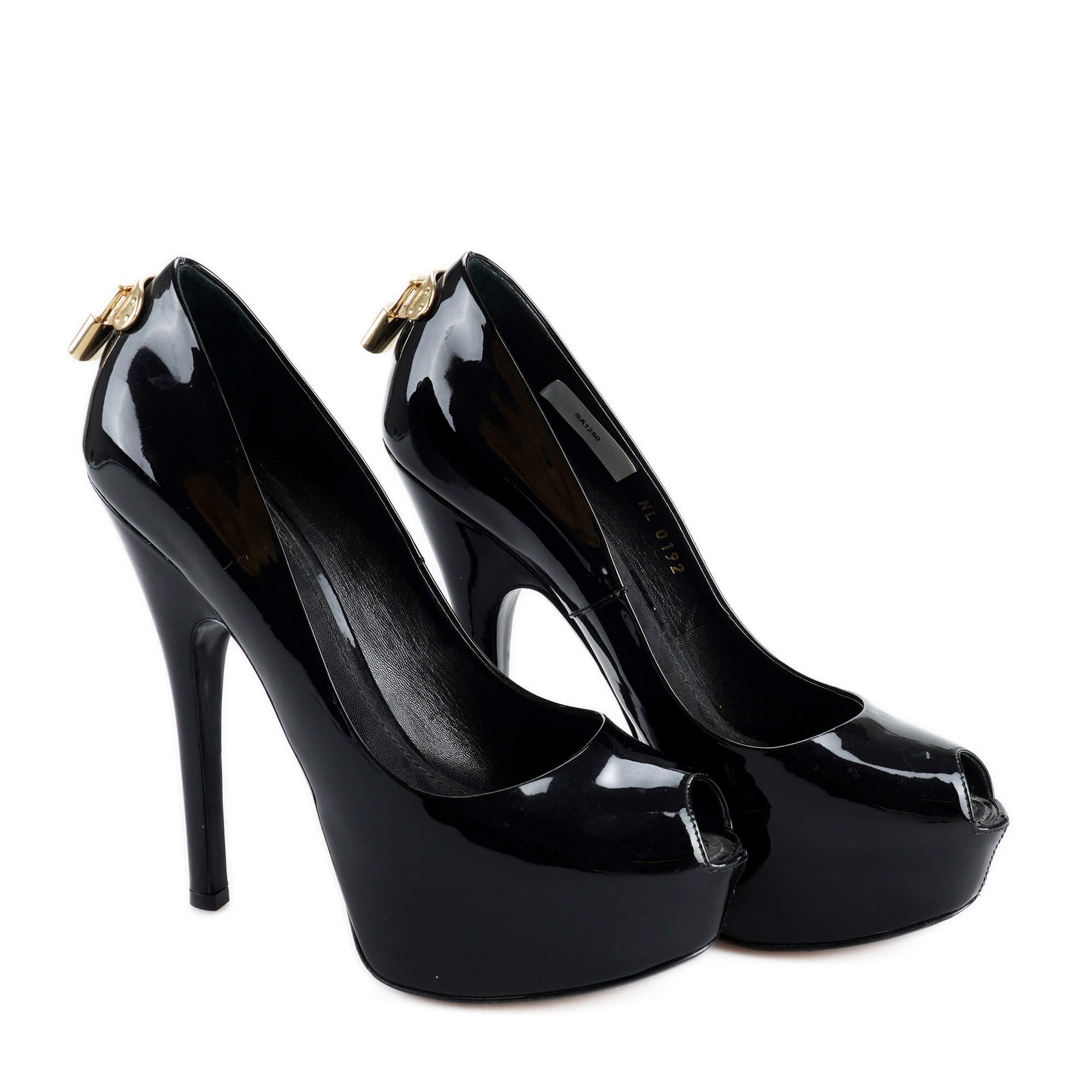 Louis Vuitton - Black Patent Leather Oh Really Platform Pumps